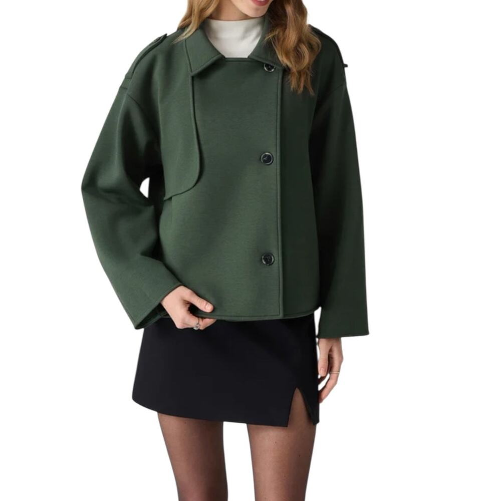NWT OGL DoubleWarm Convertible Collar Buttoned Coat Size XS Evergreen